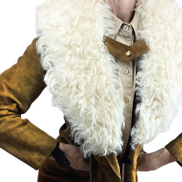 1960s GENUINE SUEDE LEATHER MADE IN GREAT BRITAIN with ASTRAKHAN LAMB - Picture 5 of 8